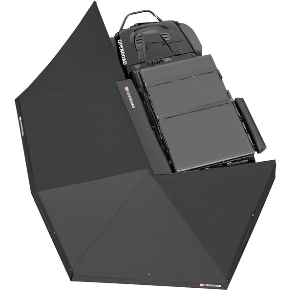 Experience full 270 shade in under 30 seconds. The OpenRoad Awning Plus features blackout fabric, freestanding arms, LED lighting, and all mounting kits included.