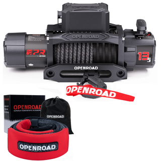 13,500lbs Winch -Panther Series 3S with 4''x8' Break Strength 30,000 lbs Tree Saver Strap Openroad4wd