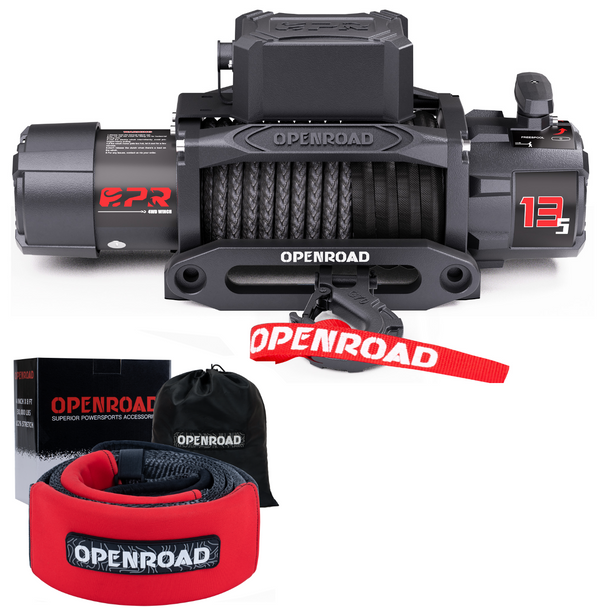 13,500lbs Winch -Panther Series 3S with 4''x8' Break Strength 30,000 lbs Tree Saver Strap Openroad4wd
