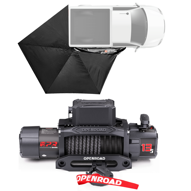 OPENROAD 13,500lbs Winch -Panther Series 3S and 270 Free Standing Awning Openroad4wd