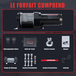 OPENROAD 3000 lbs ATV/UTV Winch – 12V electric winch with wired and wireless remote control, suitable for ATVs and versatile vehicles. Openroad4wd