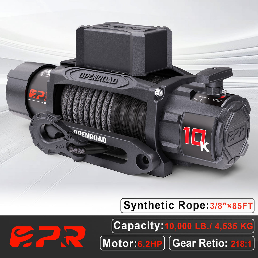 OPENROAD 10,000lbs Electric Winch with Synthetic Rope-Panther Series 3S Openroad4wd