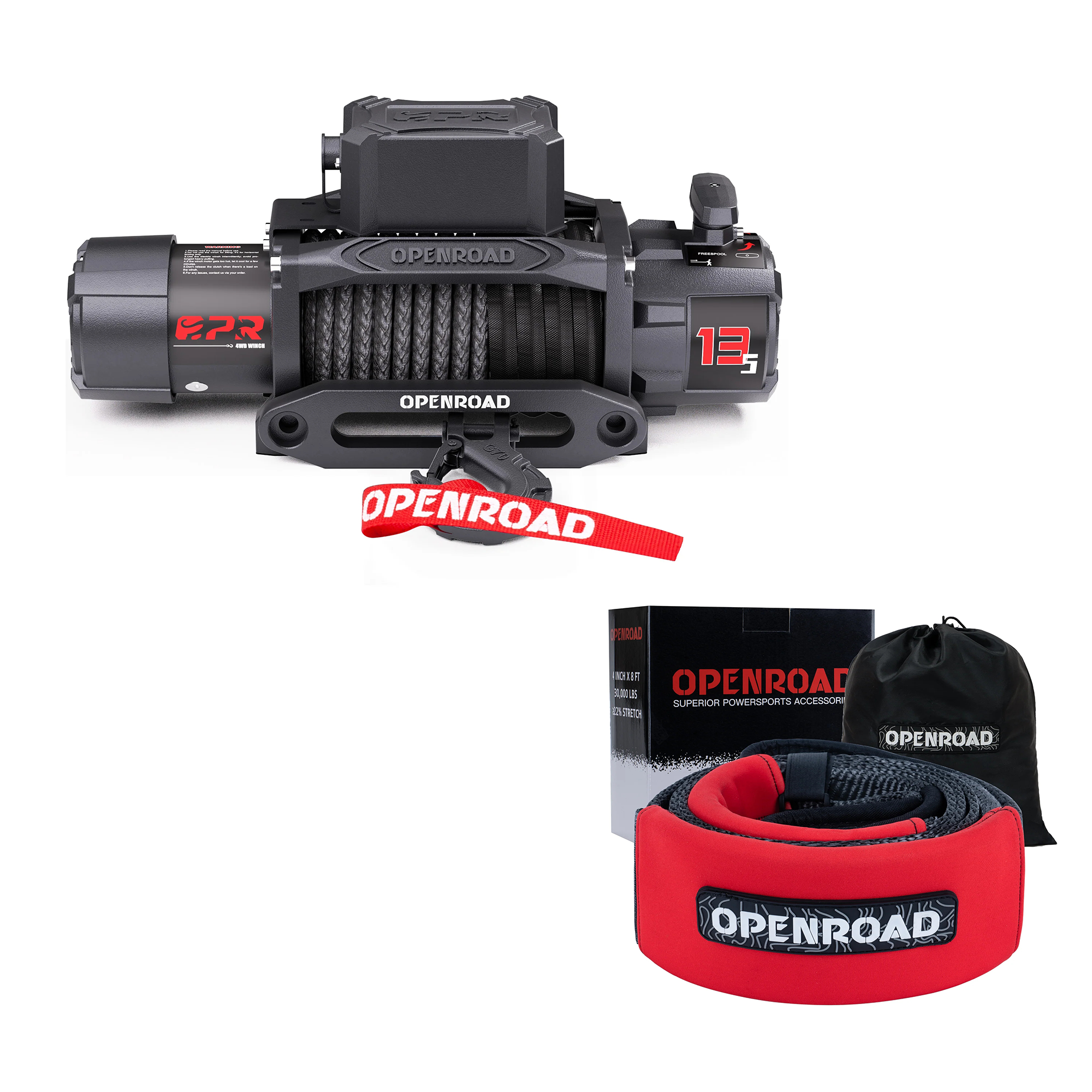OPENROAD 13 500 lb Electric Winches with Synthetic Rope