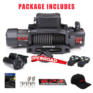 OPENROAD 10,000lbs Electric Winch with Synthetic Rope-Panther Series 3S Openroad4wd