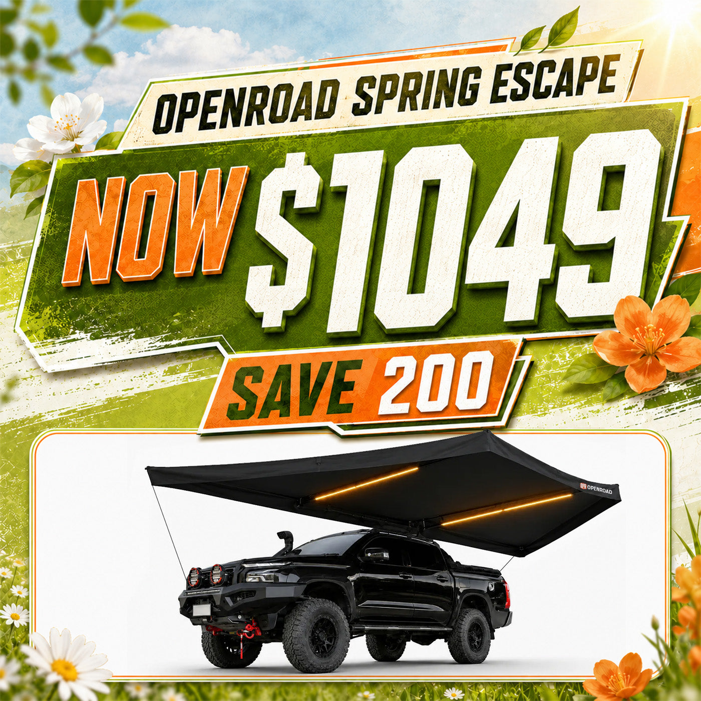 OPENROAD 2.5m 180 Freestanding Awning XL（Pre Sale,ETA:September 15)