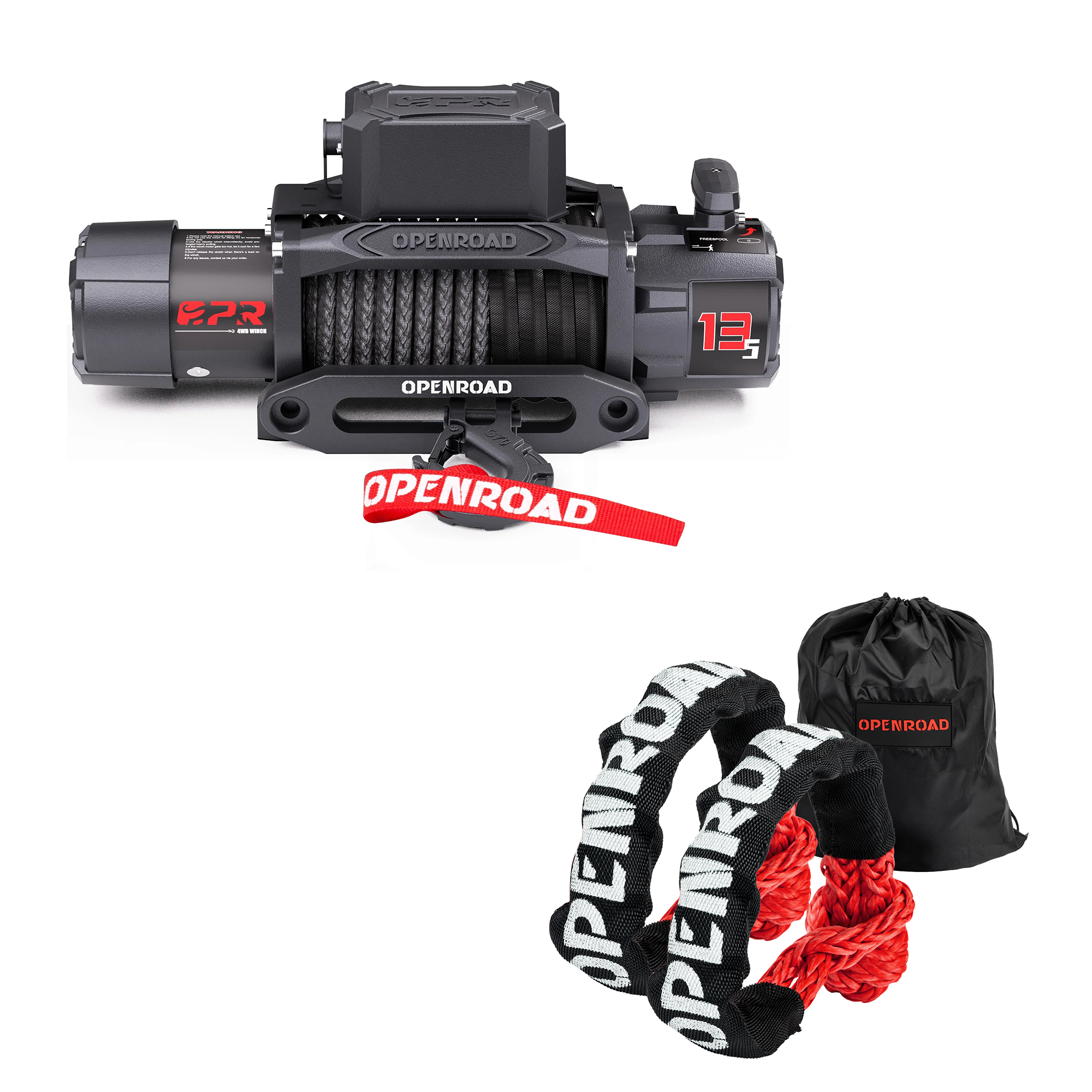 OPENROAD 13 500 lb Electric Winches with Synthetic Rope