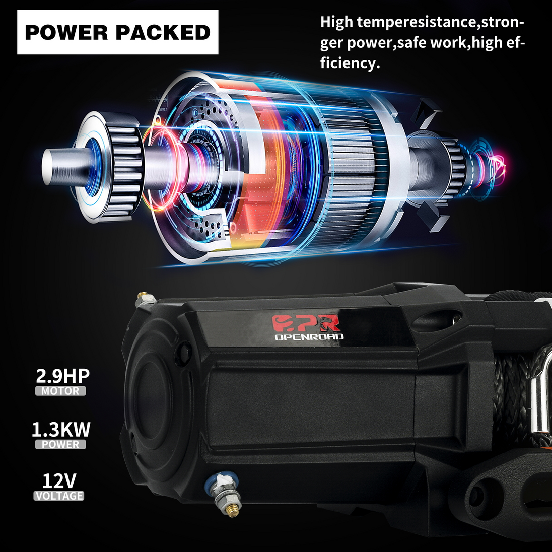 OPENROAD 6000lbs 12 Volts Electric Winch, Winch for UTV winch OPENROAD
