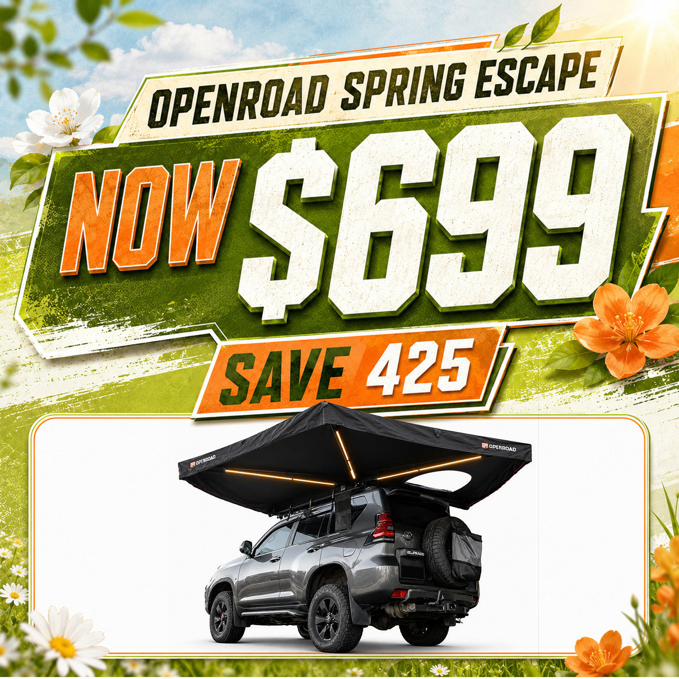 OPENROAD 270 Degree Awning With Zippered D-door