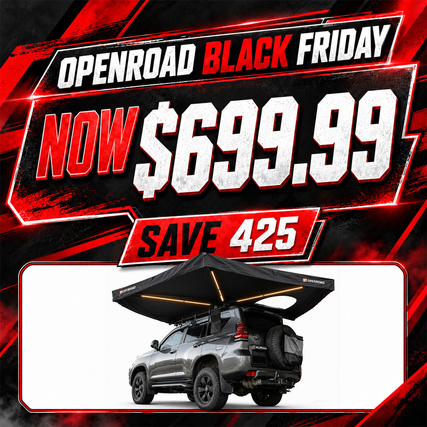 OPENROAD 270 Degree Awning With Zippered D-door（Pre Sale,ETA:15,Oct)