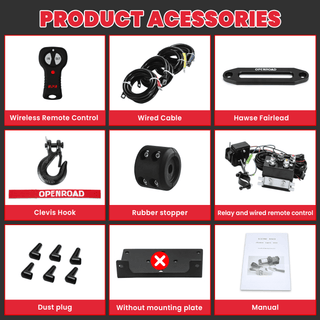OPENROAD 6000lbs 12 Volts Electric Winch, Winch for UTV winch OPENROAD   