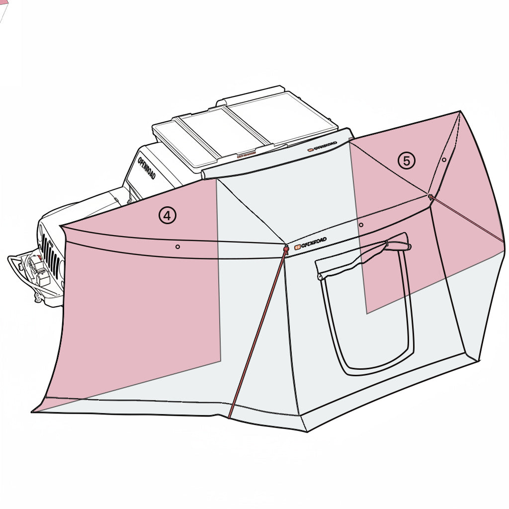 OPENROAD 180 awning sidewall with front wall for awning and rear wall for awning