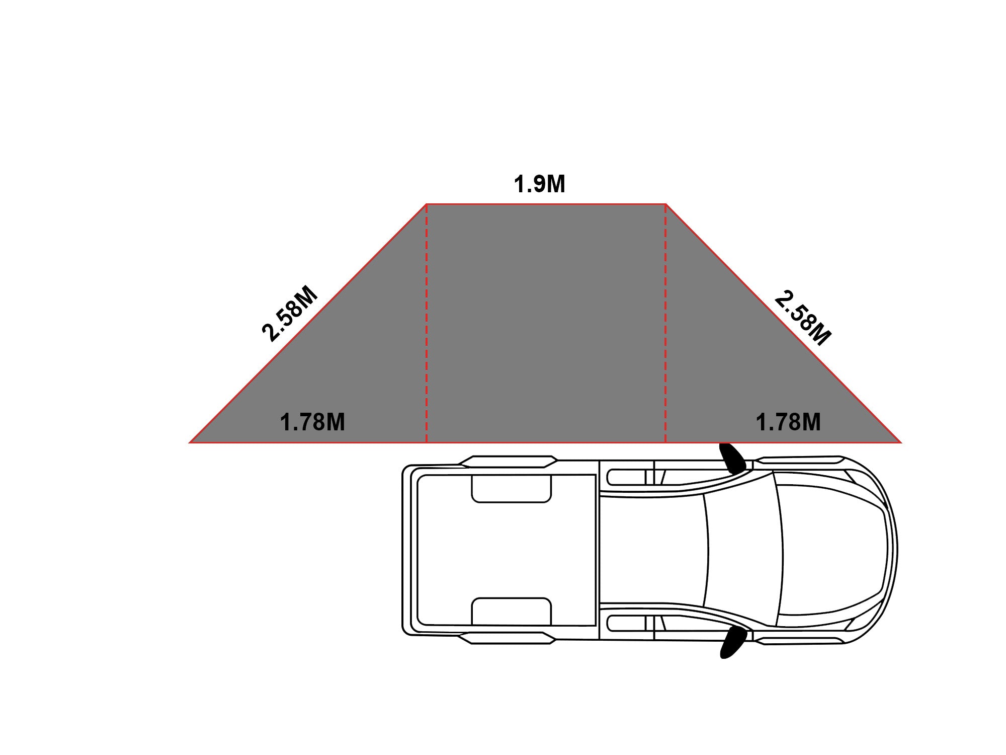 OPENROAD 180 free-standing awning providing shade and shelter,designed for vehicles and outdoor spaces.