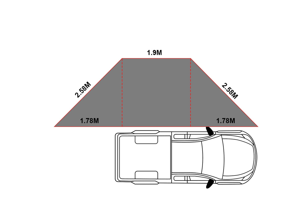 OPENROAD 180 free-standing awning providing shade and shelter,designed for vehicles and outdoor spaces.