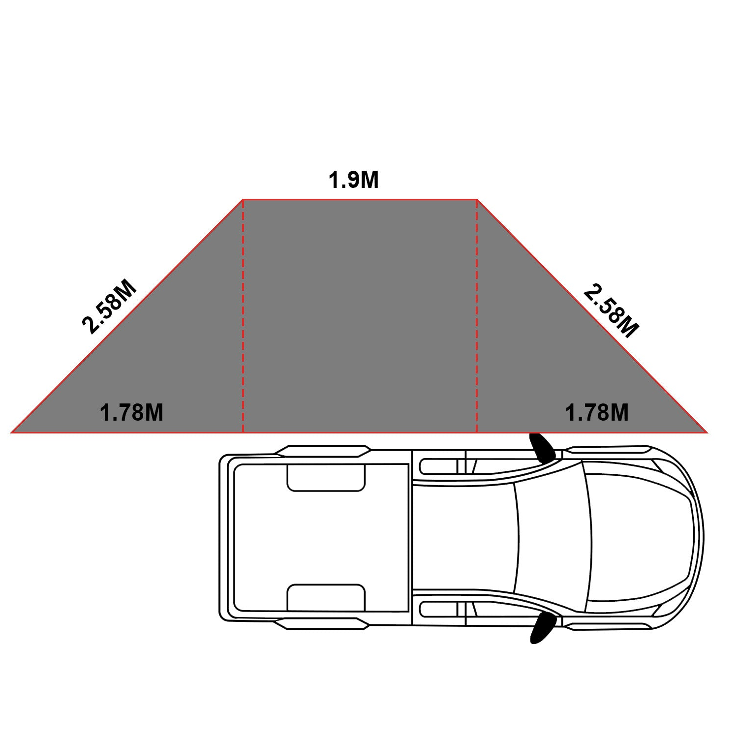 OPENROAD 180 free-standing awning providing shade and shelter,designed for vehicles and outdoor spaces.