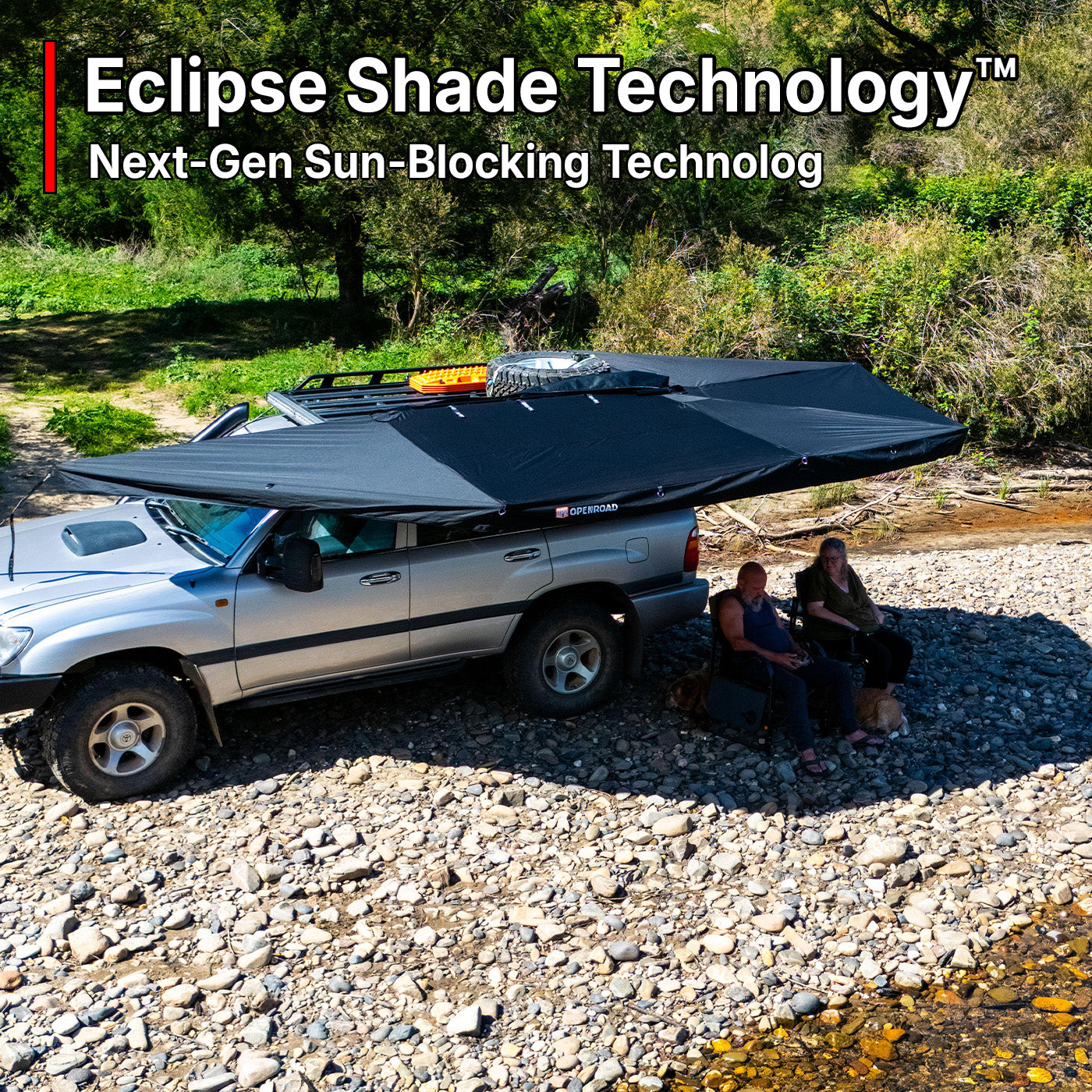 OPENROAD 270 freestanding awning wrap-around side-and-rear shade with Eclipse Shade Technology for next-gen sun blocking