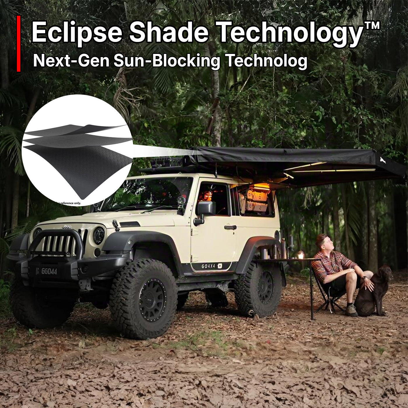 OPENROAD 270 awning free standing mounted next to a vehicle, ideal for providing shelter from sun, rain, and wind during outdoor activities.