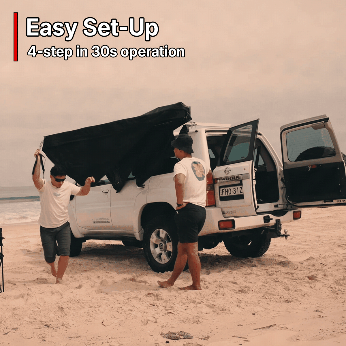 OPENROAD 270 car awning plus quick 4-step, 30-second deployment for fast camp shade