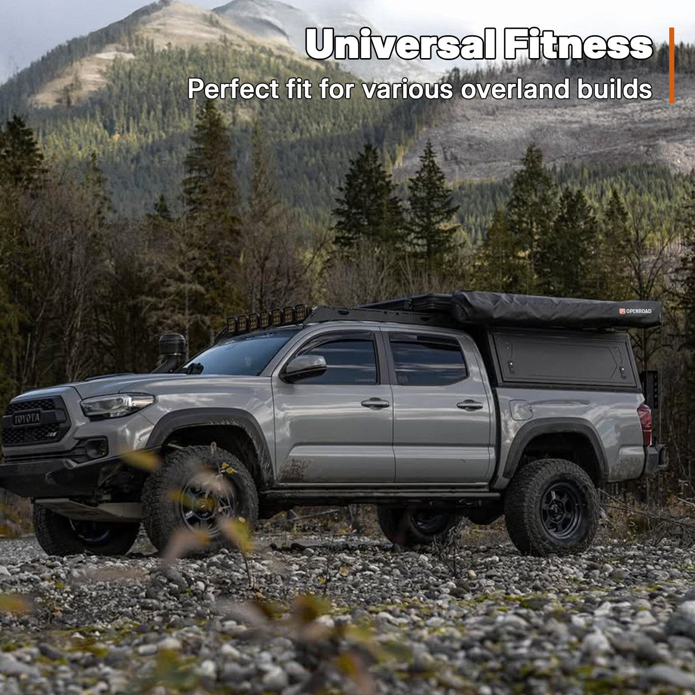 OPENROAD 4WD awning, designed to perfectly fit various overland builds and 4WD vehicles for ultimate shade and shelter.