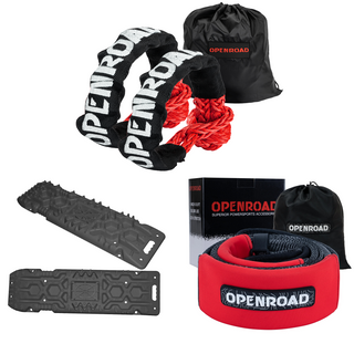 OPENROAD 4x4 recovery kits: tree trunk protector and synthetic soft shackle rope nad recovery boards