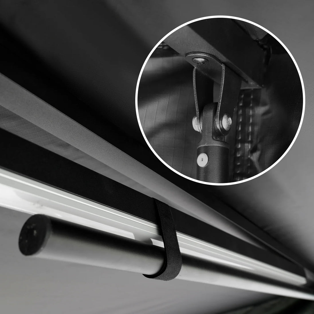 OPENROAD adjustable awning support rod, telescopic aluminium pole with foot and spigot to stabilise 180/270 car awnings for 4x4 camping.