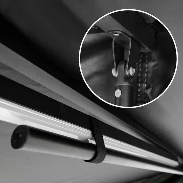 OPENROAD adjustable awning support rod, telescopic aluminium pole with foot and spigot to stabilise 180/270 car awnings for 4x4 camping.