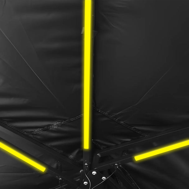 OPENROAD car awning tri-colour LED strip light in warm yellow mode, soft camp lighting for 4WD/ute setups and outdoor nights