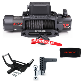 12,000lbs Winch with Protection Cover and Winch Mount Receiver Hitch and 10'' Adjustable Trailer Hitch Openroad4wd