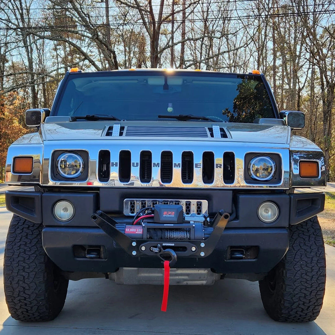 OPENROAD receiver hitch winch mounting plate installed on a 4WD