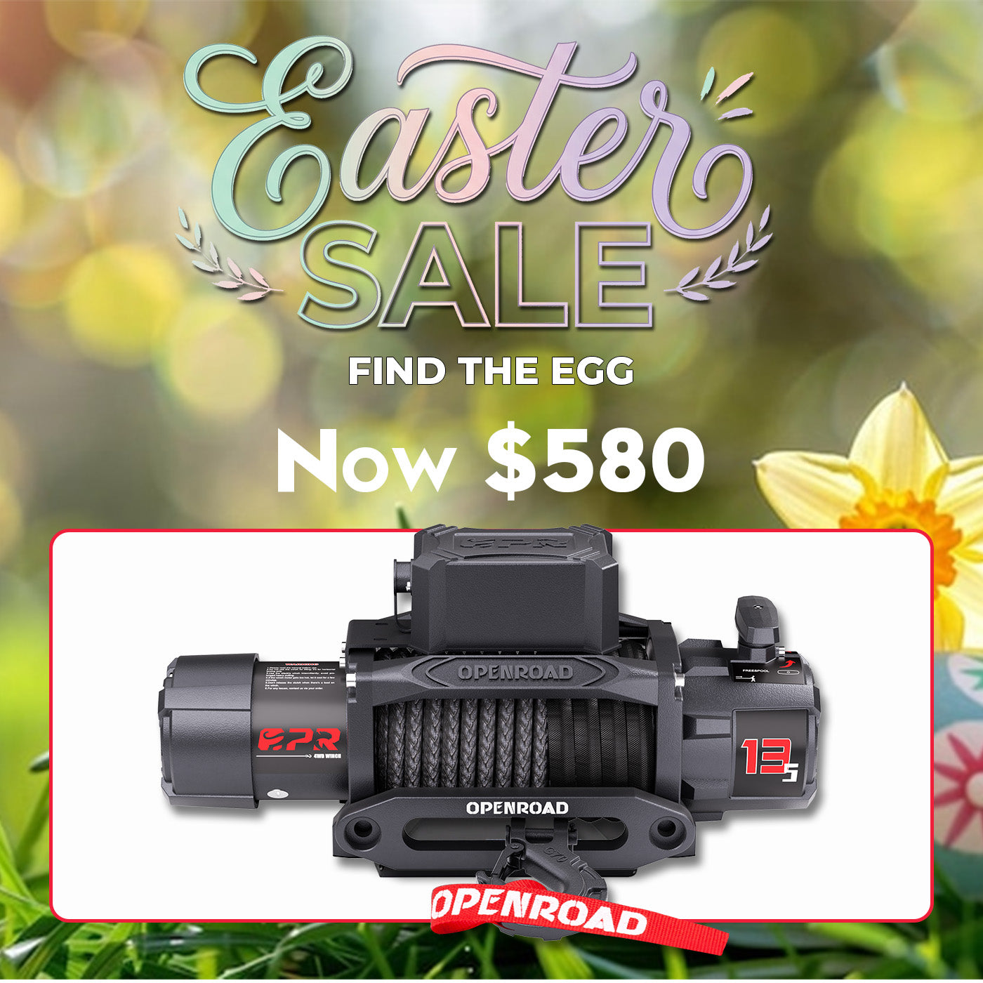 OPENROAD 13 500 lb Electric Winches with Synthetic Rope