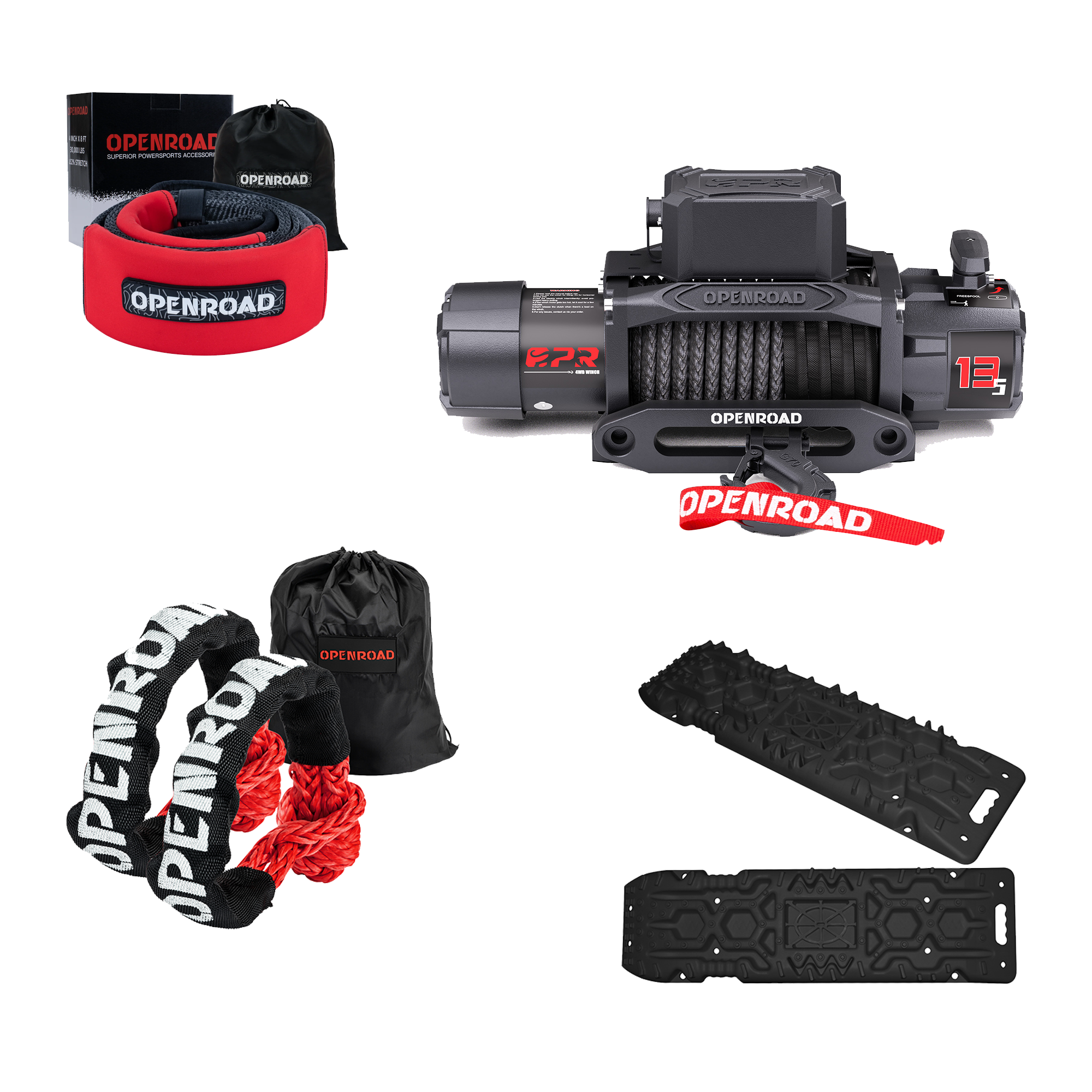 OPENROAD 13 500 lb Electric Winches with Synthetic Rope