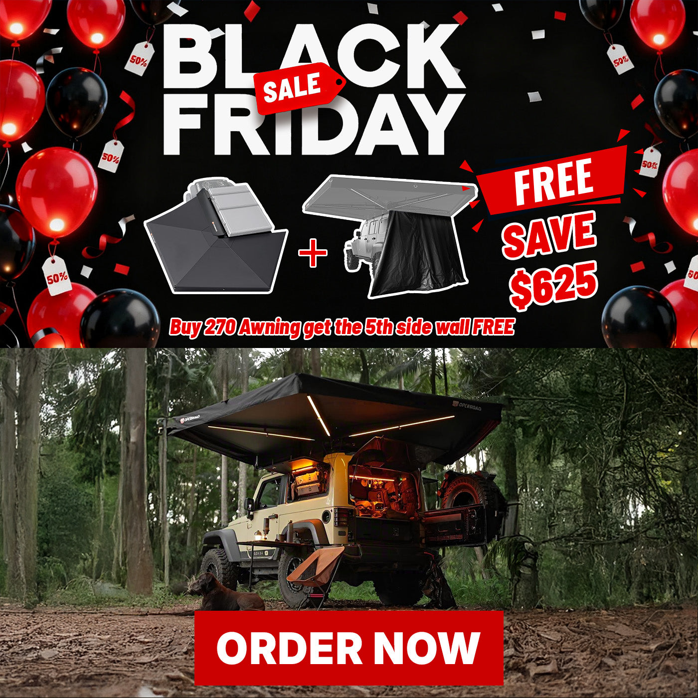 opemroad 270 degree awning black friday Sale。get firee sidewall