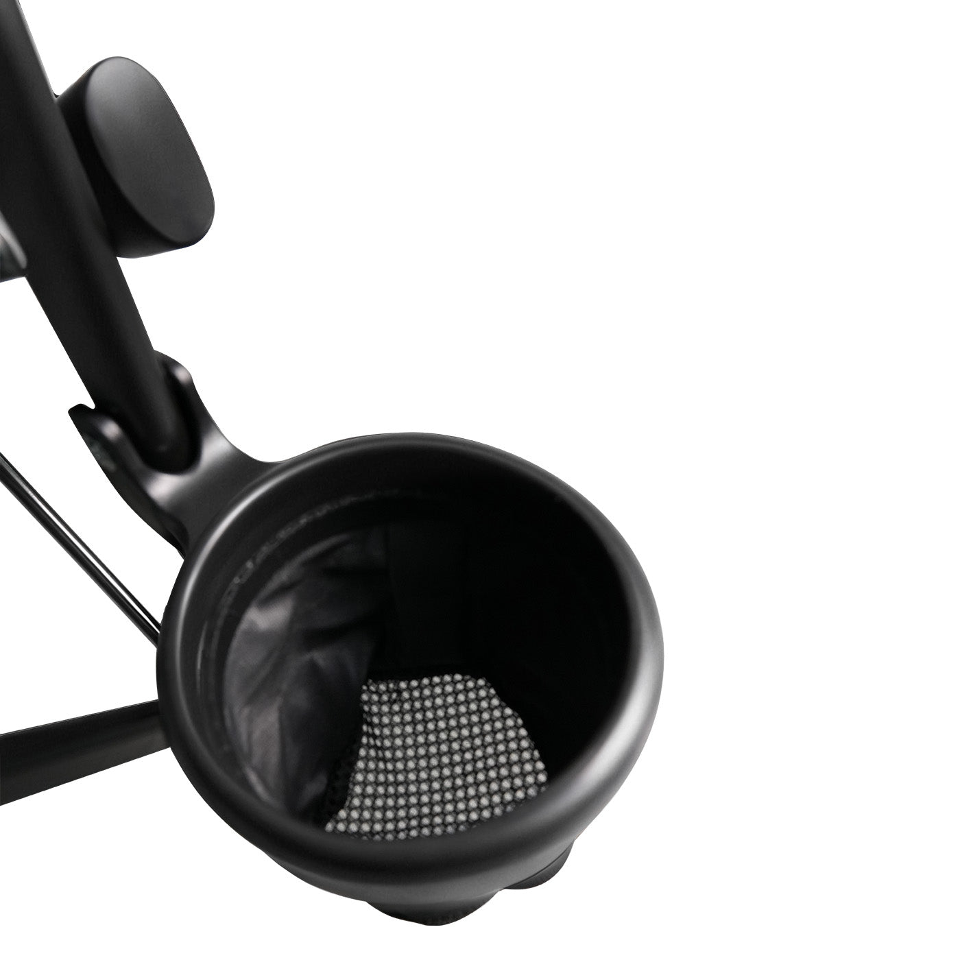 Close-up of Openroad camp chair integrated cup holder with mesh drainage, designed to hold drinks during outdoor use