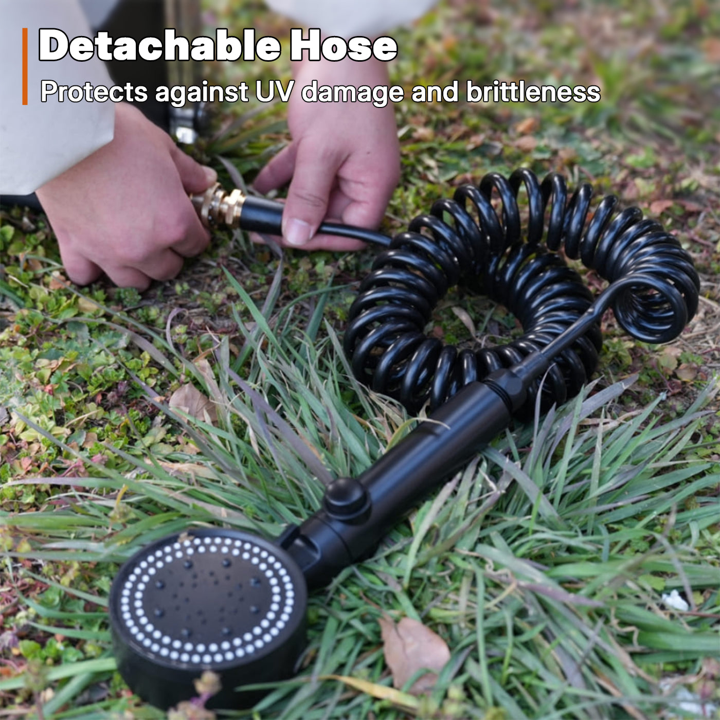 OPENROAD detachable shower hose—UV-resistant coiled design