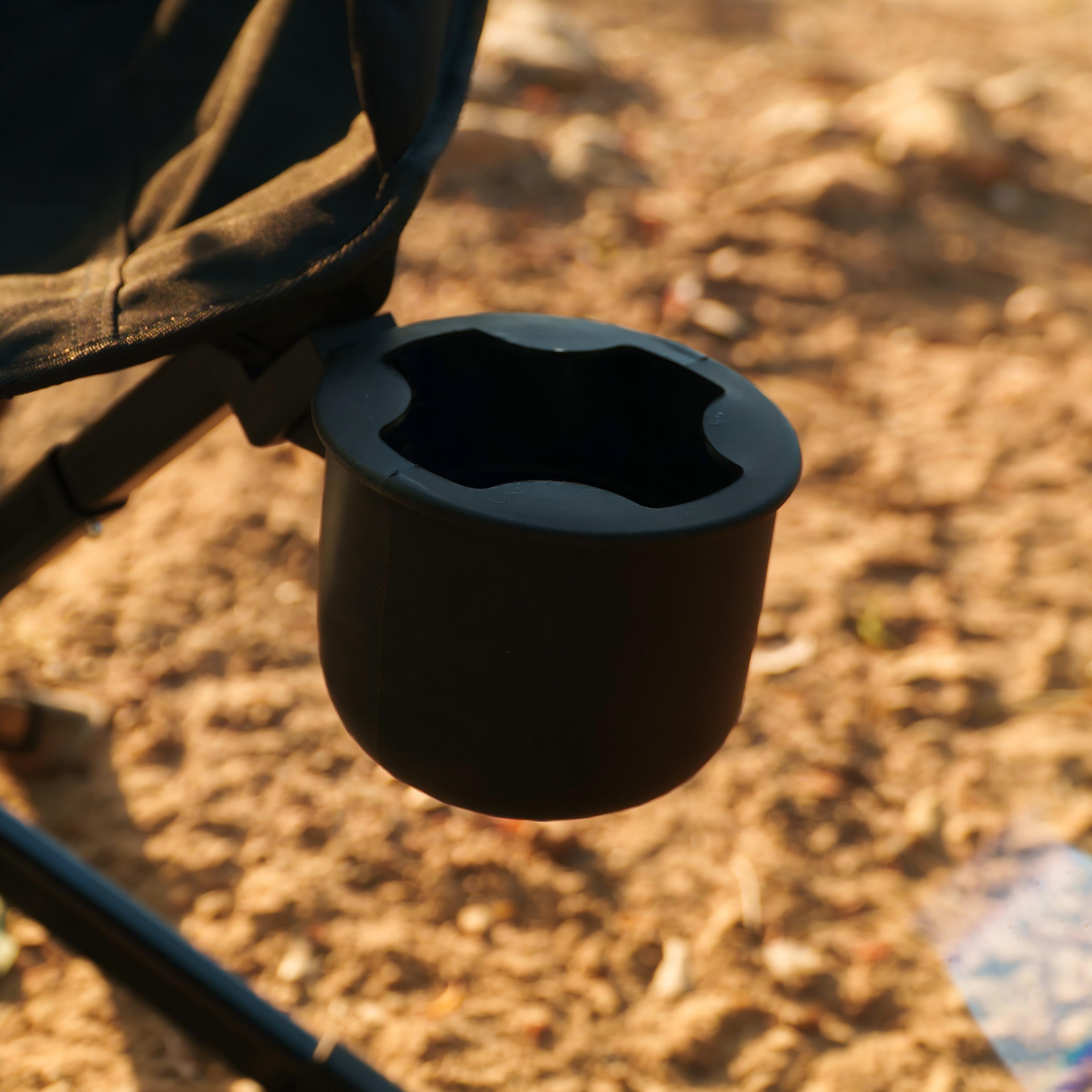 OPENROAD ergonomic camping chair cup holder, close-up of sturdy attachment