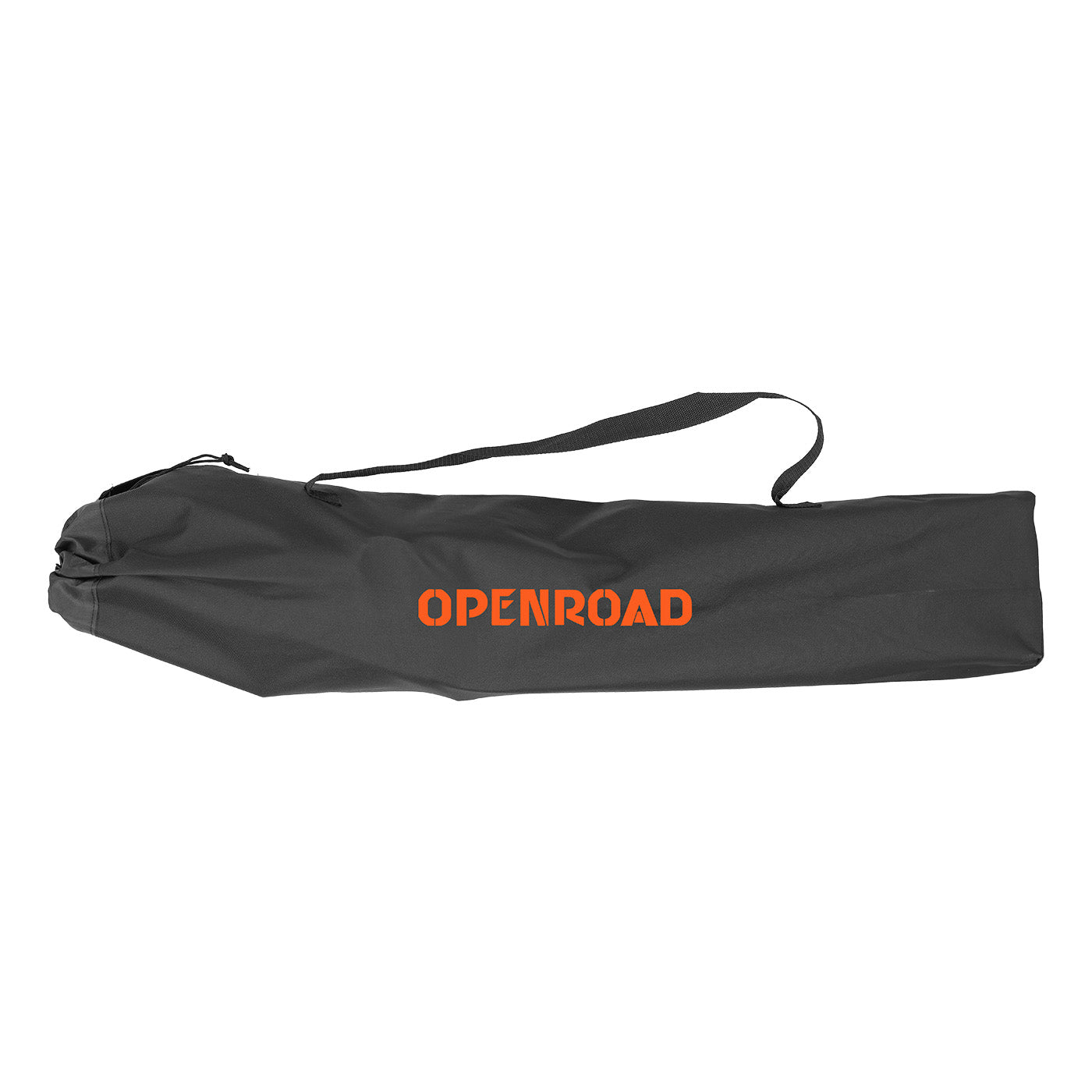 Openroad folding camp chair in black carry bag with shoulder strap, compact and lightweight for easy transport and storage.
