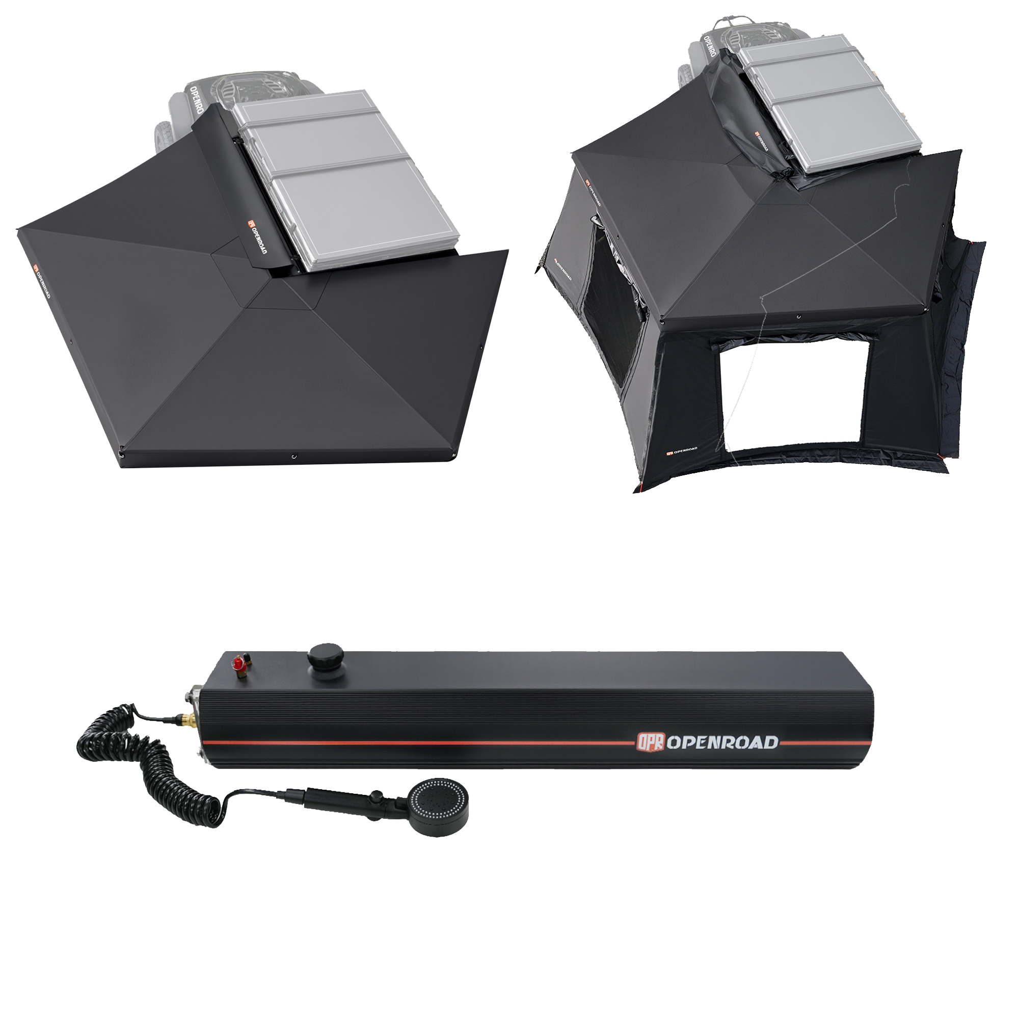 openroad 270 degree awning with side wall and 20 L water tank