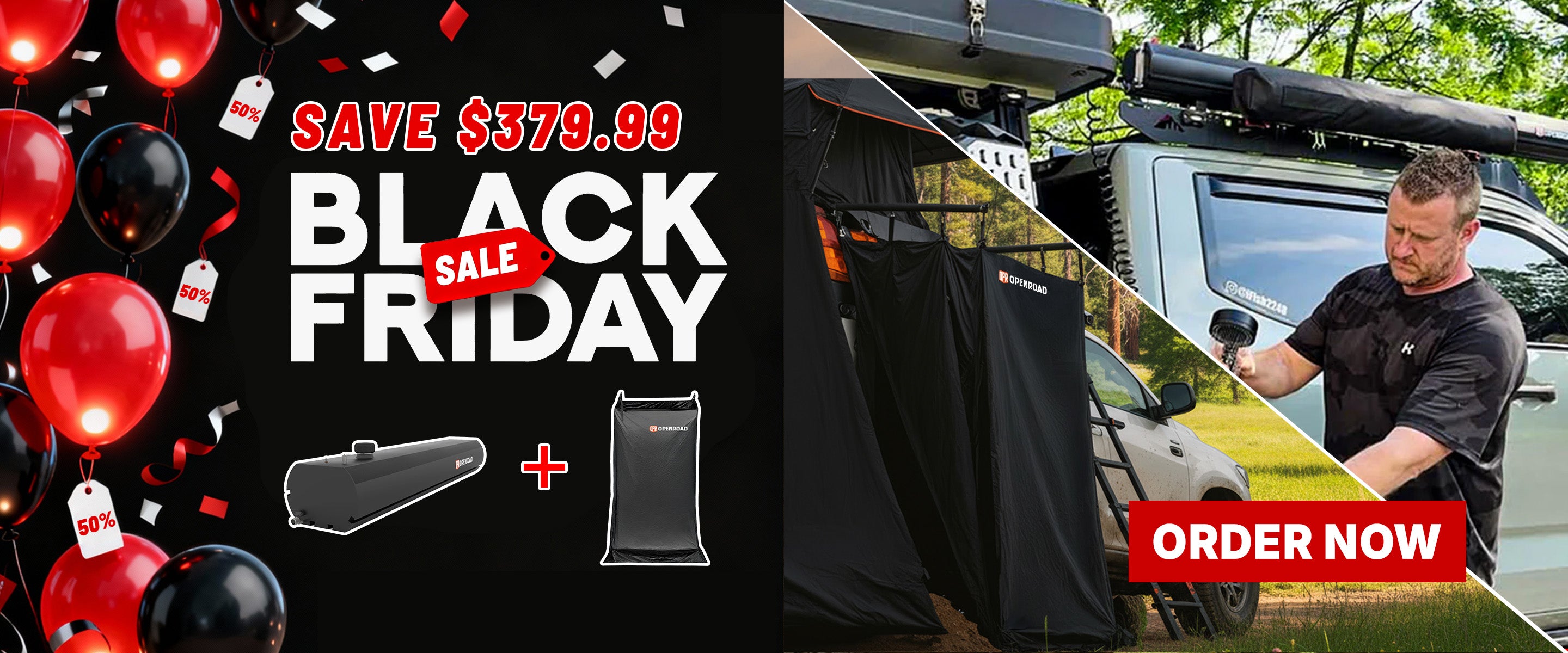Openroad shower awning with water tank,openroad black friday sale,save $379.99
