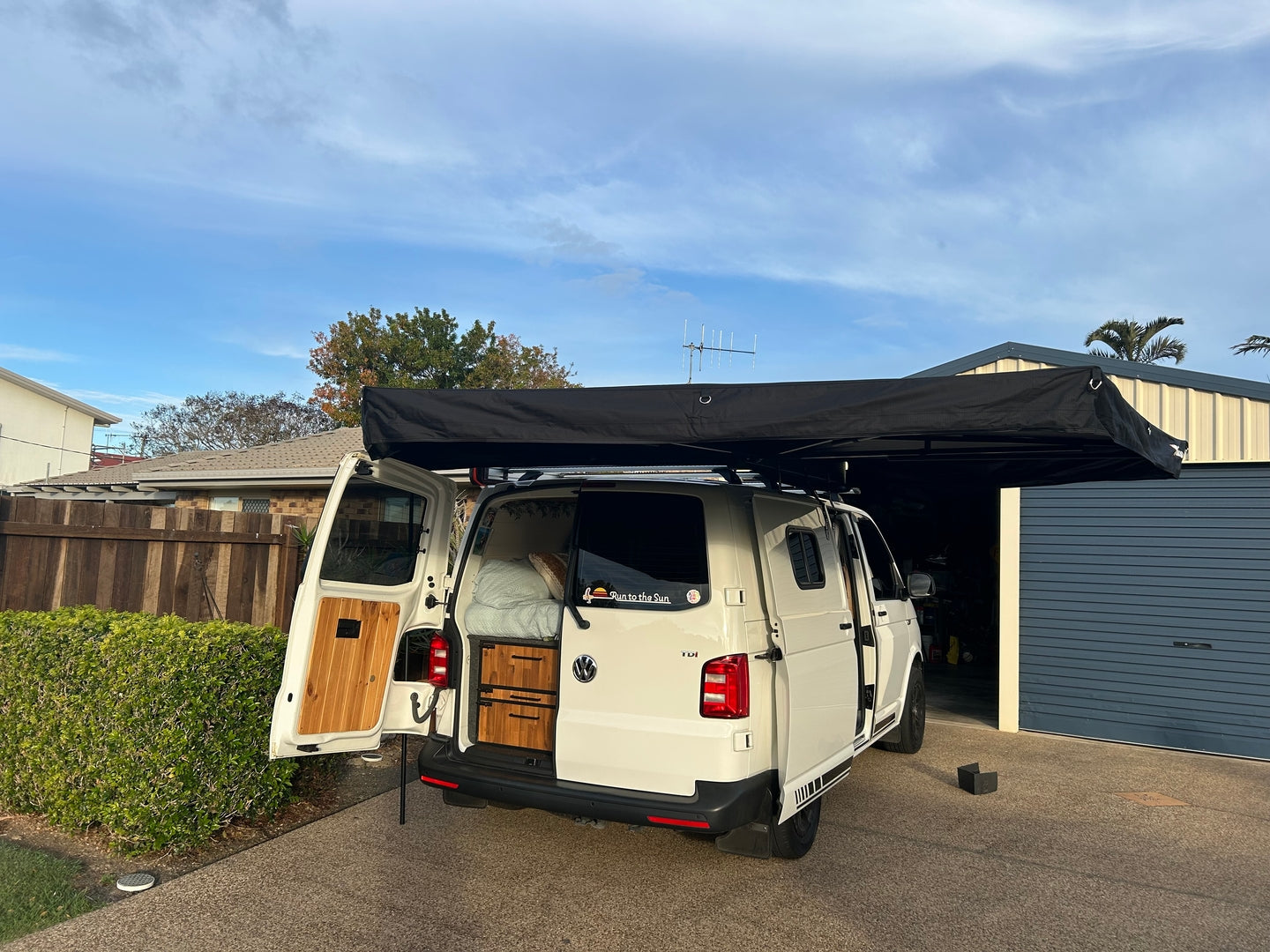 OPENROAD 270 degree awning installed on Volkswagen Transporter T6 camper van